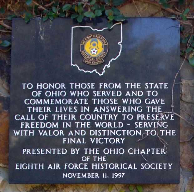 OHIO CHAPTER EIGHT AIR FORCE HISTORICAL SOCIETY MEMORIAL PLAQUE