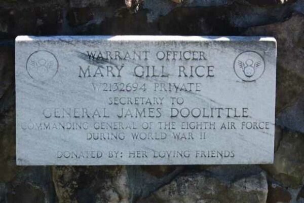 WARRANT OFFICER MARY GILL RICE WAR MEMORIAL PLAQUE