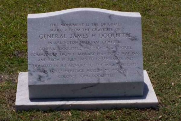 THE ORIGINAL MARKER FROM THE GRAVE SITE OF GENERAL JAMES H DOOLITTLE