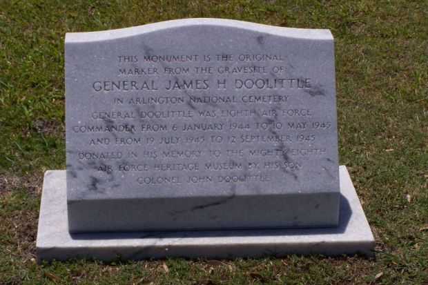 THE ORIGINAL MARKER FROM THE GRAVE SITE OF GENERAL JAMES H DOOLITTLE