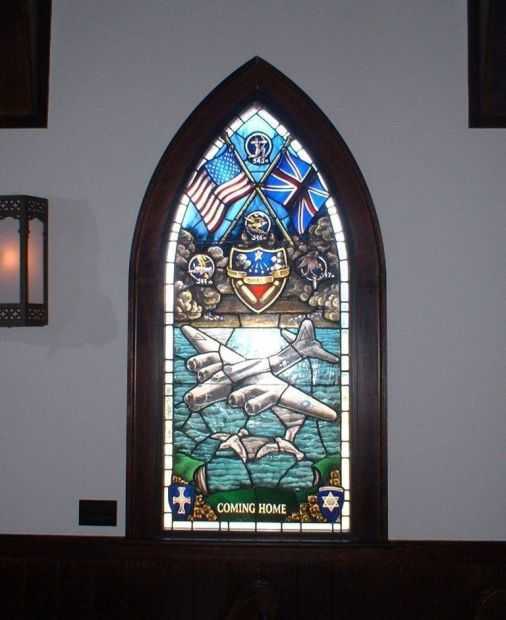 COMING HOME WAR MEMORIAL STAINED GLASS WINDOW