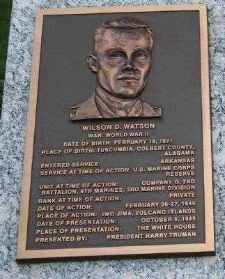 PRIVATE WILSON D. WATSON MEDAL OF HONOR WAR MEMORIAL PLAQUE