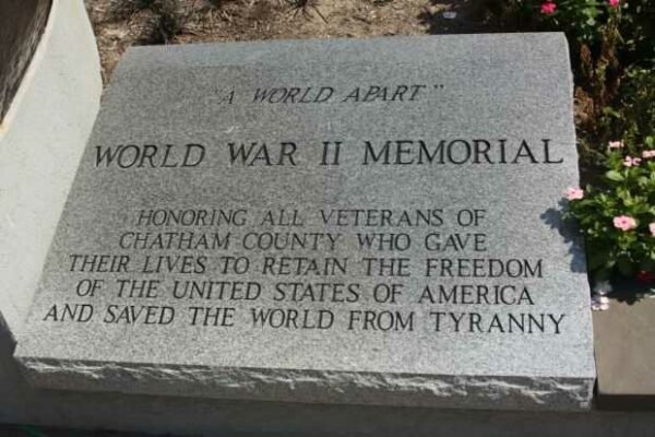 “A WORLD APART” WORLD WAR II MEMORIAL DEDICATION STONE