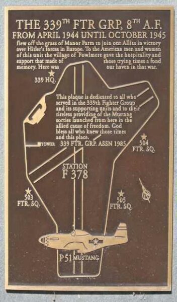THE 339TH FIGHTER GROUP WAR MEMORIAL PLAQUE B