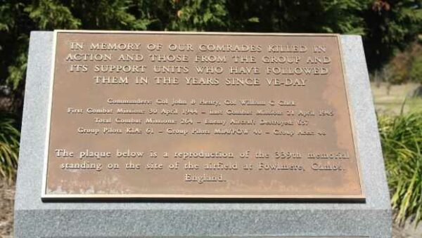 THE 339TH FIGHTER GROUP WAR MEMORIAL PLAQUE A