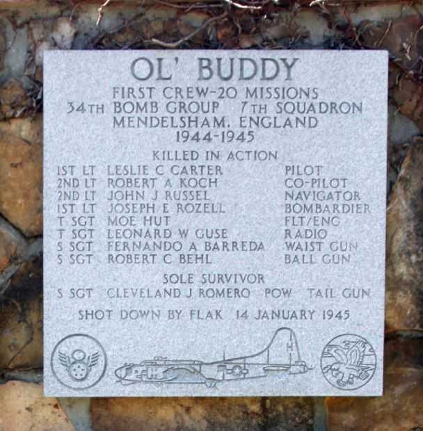 OL’ BUDDY WAR MEMORIAL PLAQUE