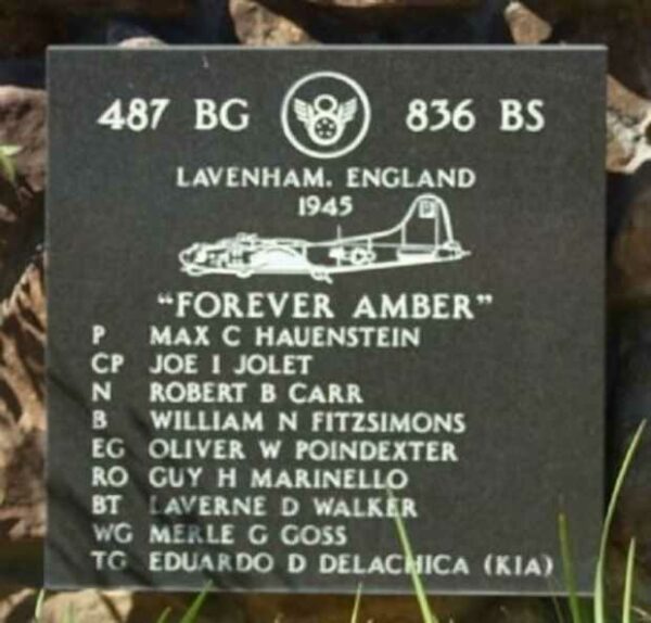 FOREVER AMBER” WAR MEMORIAL PLAQUE