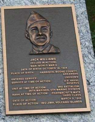 PHARMACIST’S MATE THIRD CLASS JACK WILLIAMS MEDAL OF HONOR WAR MEMORIAL PLAQUE