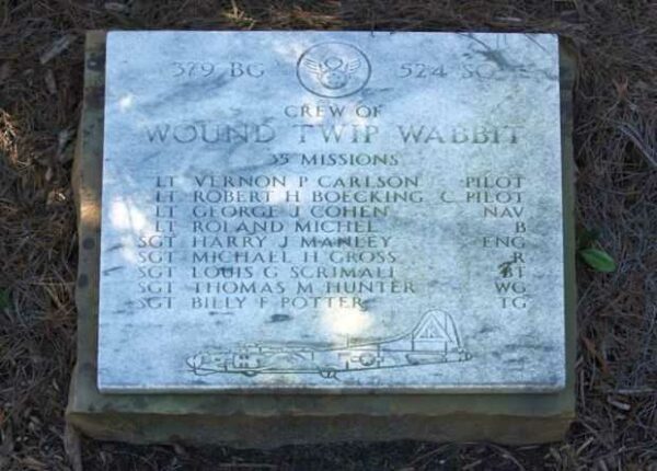 CREW OF WOUND TWIP WABBIT WAR MEMORIAL PLAQUE