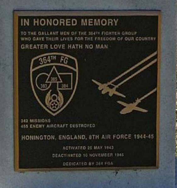 364TH FIGHTER GROUP WAR MEMORIAL PLAQUE A