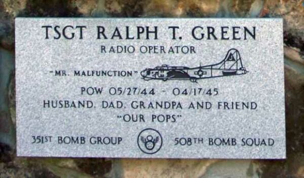 TSGT RALPH T. GREEN WAR MEMORIAL PLAQUE