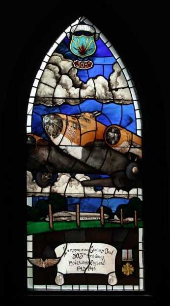 303RD B OMB GROUP WAR MEMORIAL STAIN GLASS WINDOW