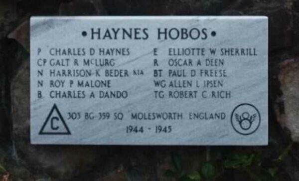 HAYNES HOBOS WAR MEMORIAL PLAQUE