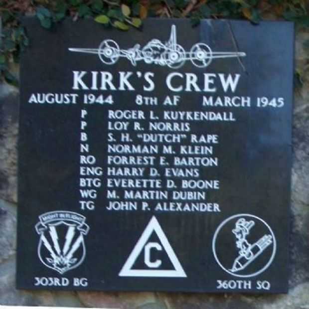 KIRK’S CREW WAR MEMORIAL PLAQUE