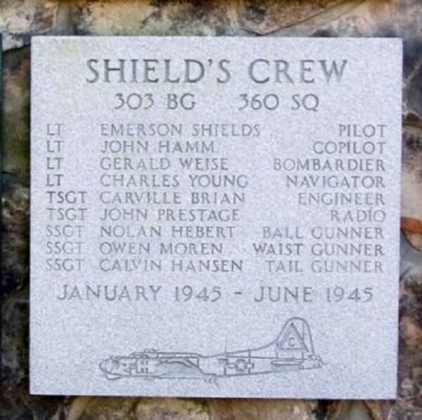 SHIELD’S CREW WAR MEMORIAL PLAQUE