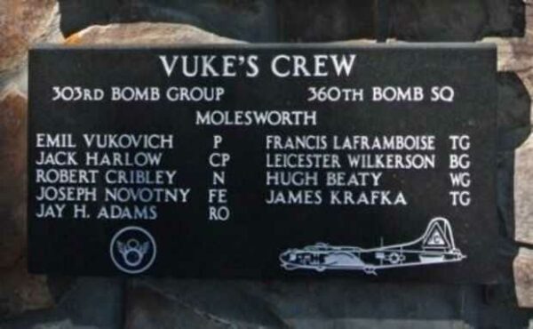 VUKE’S CREW WAR MEMORIAL PLAQUE