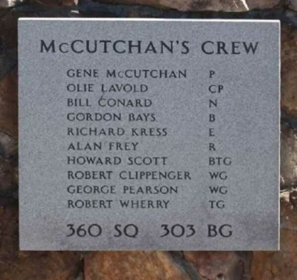 MCCUTCHAN’S CREW WAR MEMORIAL PLAQUE