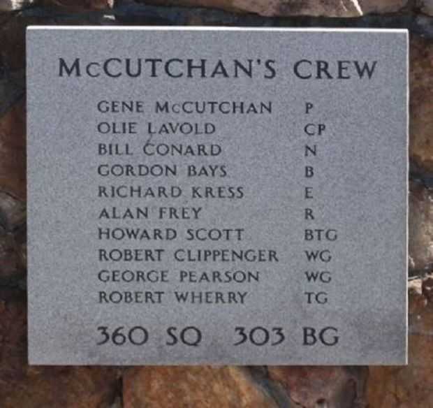 MCCUTCHAN’S CREW WAR MEMORIAL PLAQUE