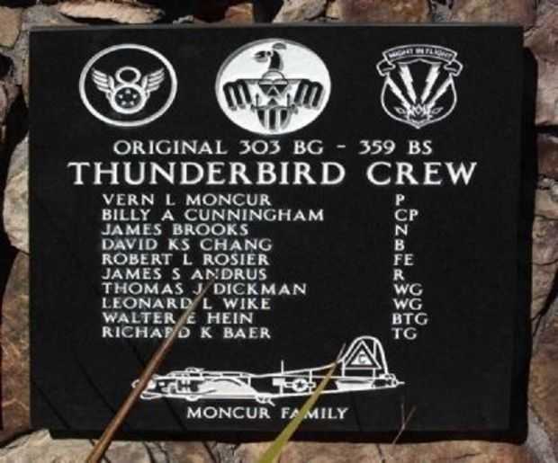 THUNDERBIRD CREW WAR MEMORIAL PLAQUE