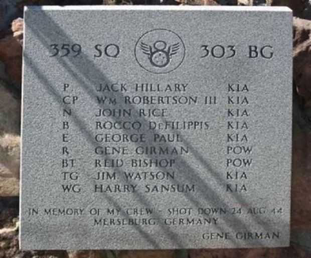 359 SQ 303  BG WAR MEMORIAL PLAQUE