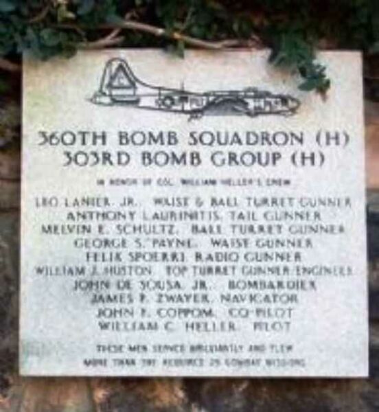 360TH BOMB SQUADRON (H) 303RD BOMB GROUP (H) WAR MEMORIAL PLAQUE