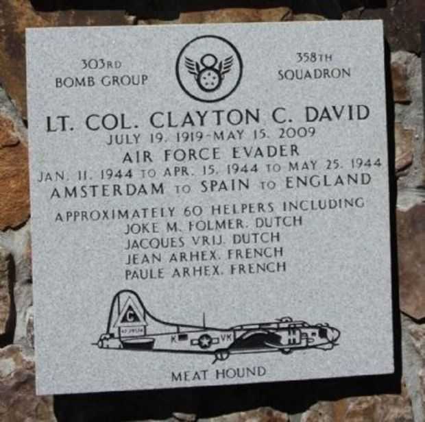 LT. COL. CLAYTON C. DAVID WAR MEMORIAL PLAQUE