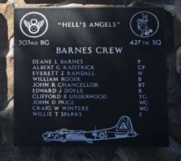 “HELLS ANGELS” BARNES CREW WAR MEMORIAL PLAQUE
