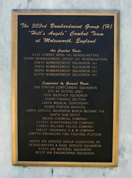 THE 303RD BOMBARDMENT GROUP (H) WAR MEMORIAL PLAQUE
