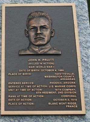 CORPORAL JOHN H. PRUITT MEDAL OF HONOR WAR MEMORIAL PLAQUE