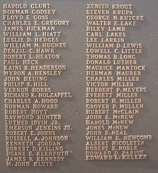 WAYNE TOWNSHIP WORLD WAR II HONOR ROLL MEMORIAL PLAQUE B