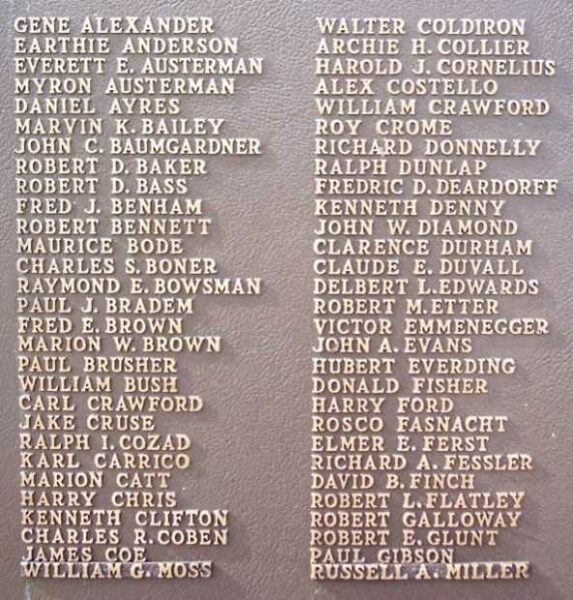 WAYNE TOWNSHIP WORLD WAR II HONOR ROLL MEMORIAL PLAQUE A