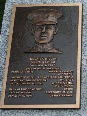 MAJOR OSCAR F. MILLER MEDAL OF HONOR WAR MEMORIAL PLAQUE