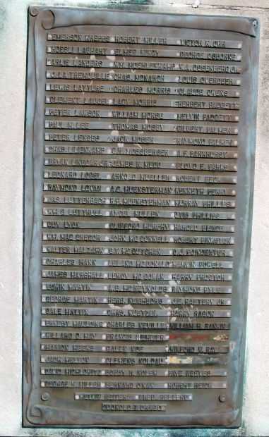 VANDERBURGH COUNTY WORLD WAR II HONOR ROLL MEMORIAL PLAQUE C