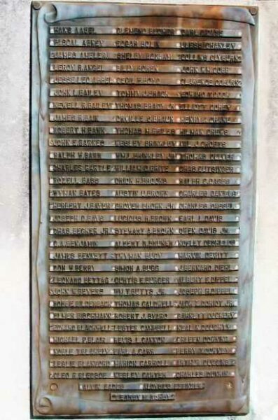 VANDERBURGH COUNTY WORLD WAR II HONOR ROLL MEMORIAL PLAQUE A