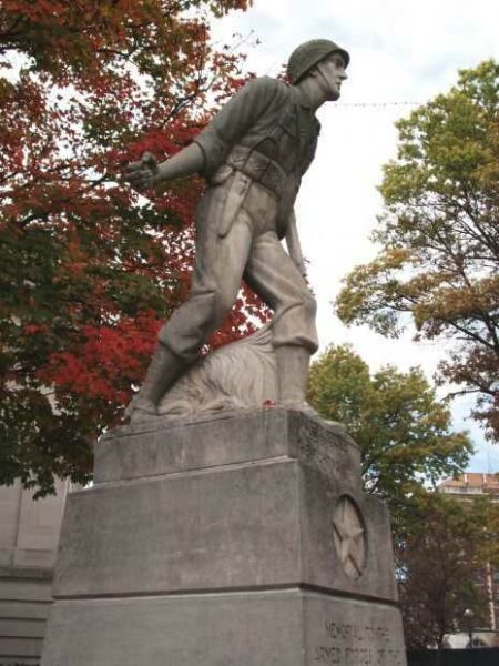 BLOOMINGTON CHAMBER OF COMMERCE WORLD WAR II MEMORIAL LEFT SIDE