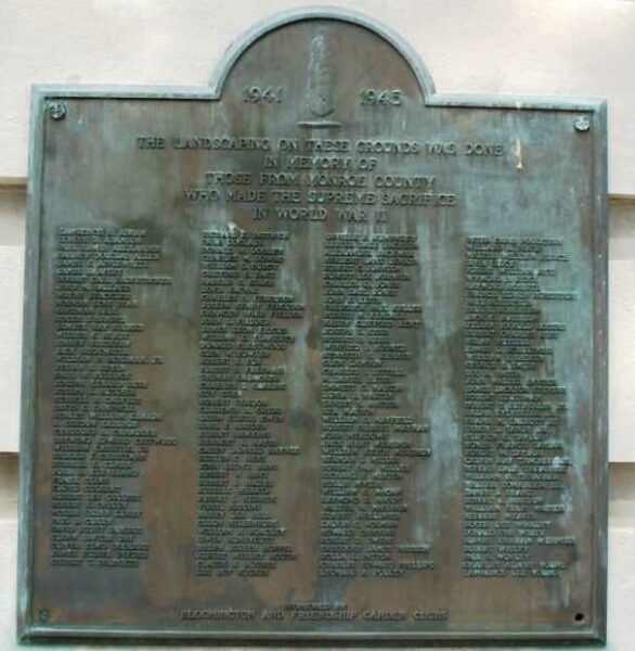 MONROE COUNTY WAR MEMORIAL LANDSCAPING PLAQUE