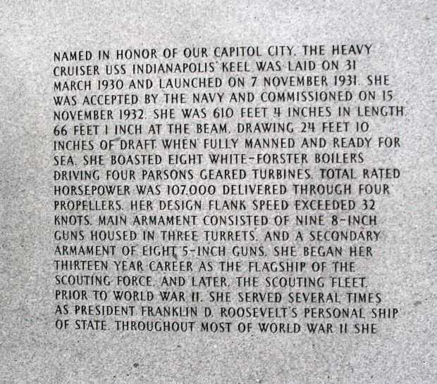 U.S.S. INDIANAPOLIS MEMORIAL PANEL A