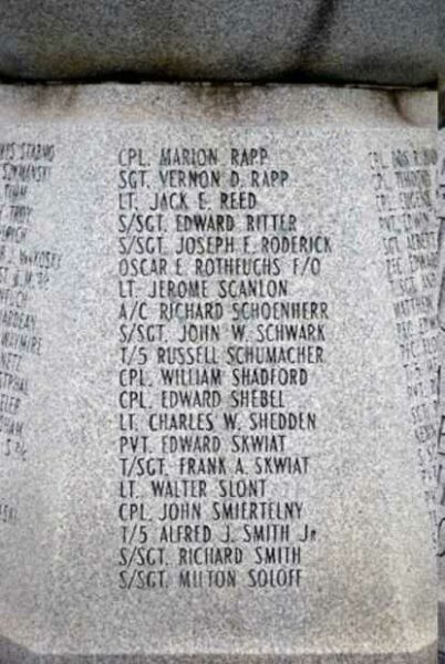 MICHIGAN CITY WORLD WAR II MEMORIAL HONOR ROLL INDIVIDUAL PANEL F