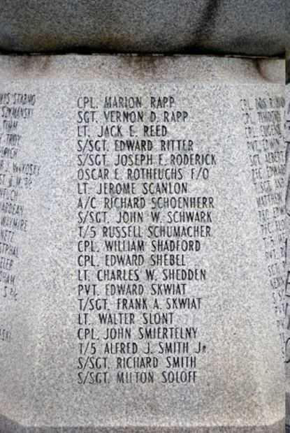 MICHIGAN CITY WORLD WAR II MEMORIAL HONOR ROLL INDIVIDUAL PANEL F