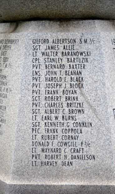MICHIGAN CITY WORLD WAR II MEMORIAL HONOR ROLL INDIVIDUAL PANEL A