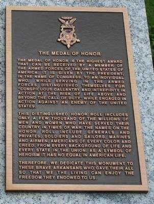 ARKANSAS MEDAL OF HONOR WAR MEMORIAL PLAQUE