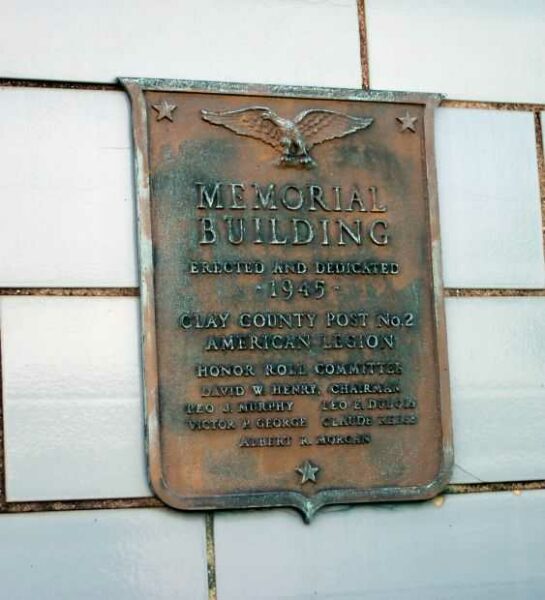 CLAY COUNTY MEMORIAL BUILDING PLAQUE