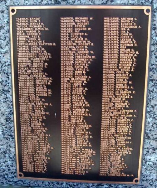 BLACKFORD COUNTY WORLD WAR II MEMORIAL PLAQUE H