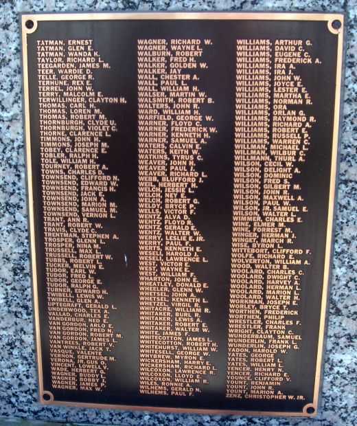 BLACKFORD COUNTY WORLD WAR II MEMORIAL PLAQUE H