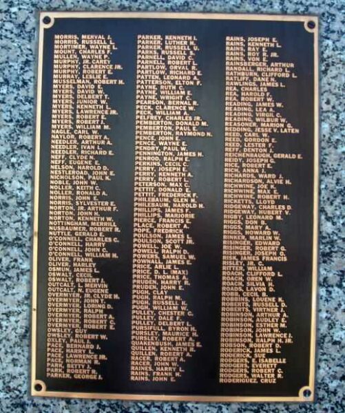 BLACKFORD COUNTY WORLD WAR II MEMORIAL PLAQUE F