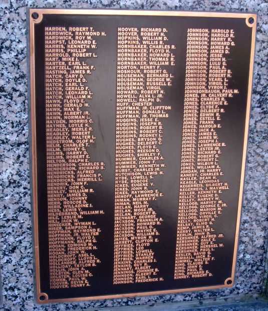 BLACKFORD COUNTY WORLD WAR II MEMORIAL PLAQUE D