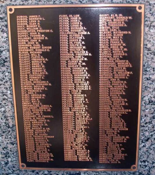 BLACKFORD COUNTY WORLD WAR II MEMORIAL PLAQUE C