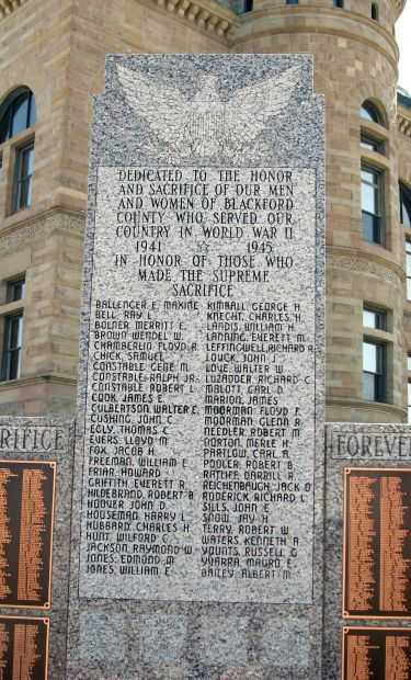 BLACKFORD COUNTY WORLD WAR II MEMORIAL CENTER STONE