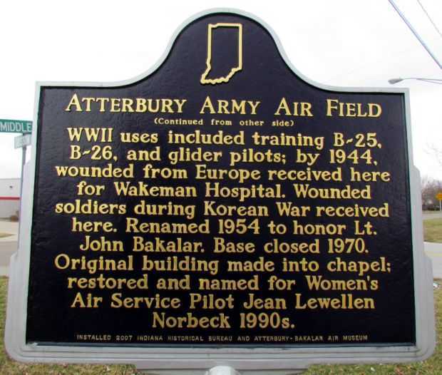ATTERBURY ARMY AIR FIELD WAR MEMORIAL MARKER BACK