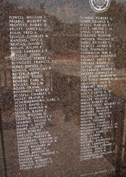 VERMILION COUNTY WORLD WAR II MEMORIAL PANEL D